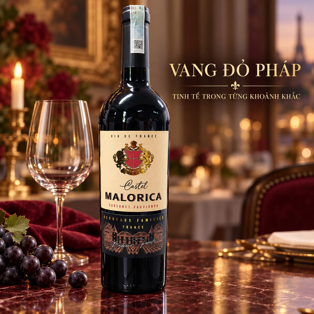 Rượu Vang Đỏ Pháp Castel Malorica Cabernet Sauvignon 750ml – 13,5% Vol - Ảnh 2