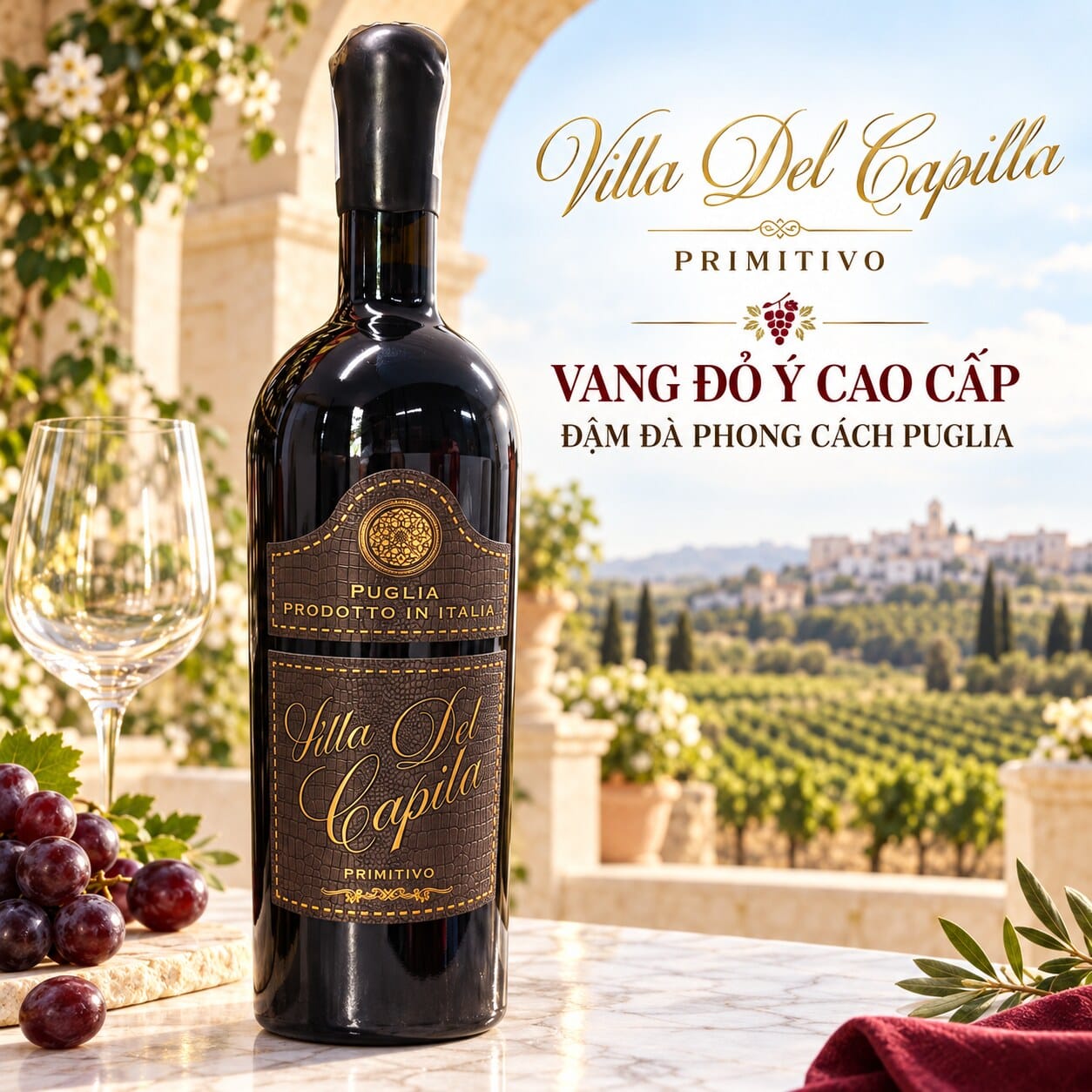 Rượu Vang Đỏ Ý Villa Del Capilla Primitivo Puglia 750ml – 17,5% Vol - Ảnh 2