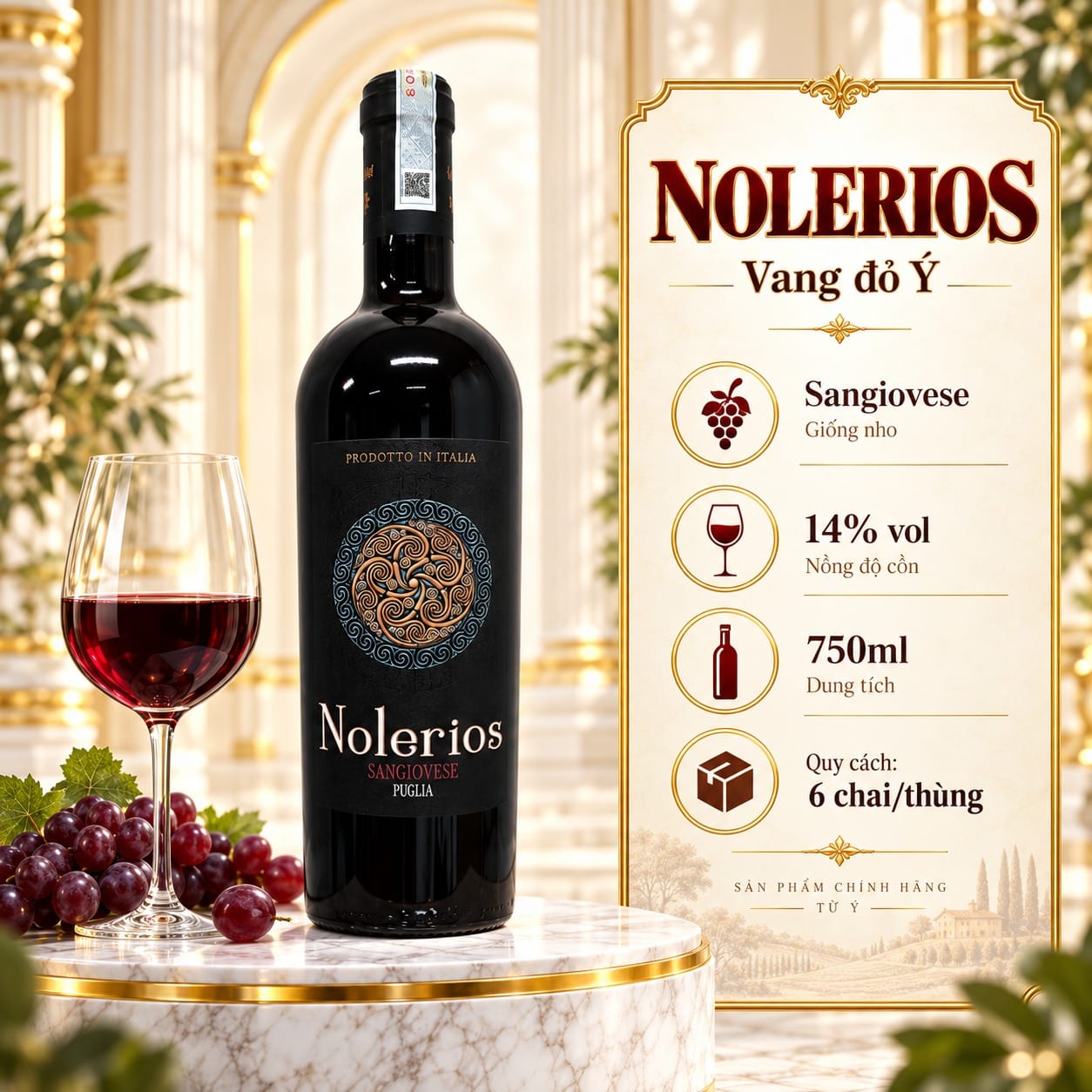 Rượu Vang Đỏ Ý Nolerios Sangiovese Puglia IGT 14% 750ml - Ảnh 4