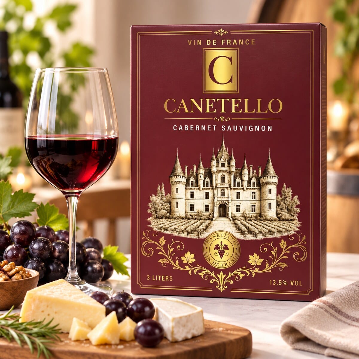 Rượu Vang Bịch Đỏ Pháp Canetello Cabernet Sauvignon 13,5% 3000ml - Ảnh 4