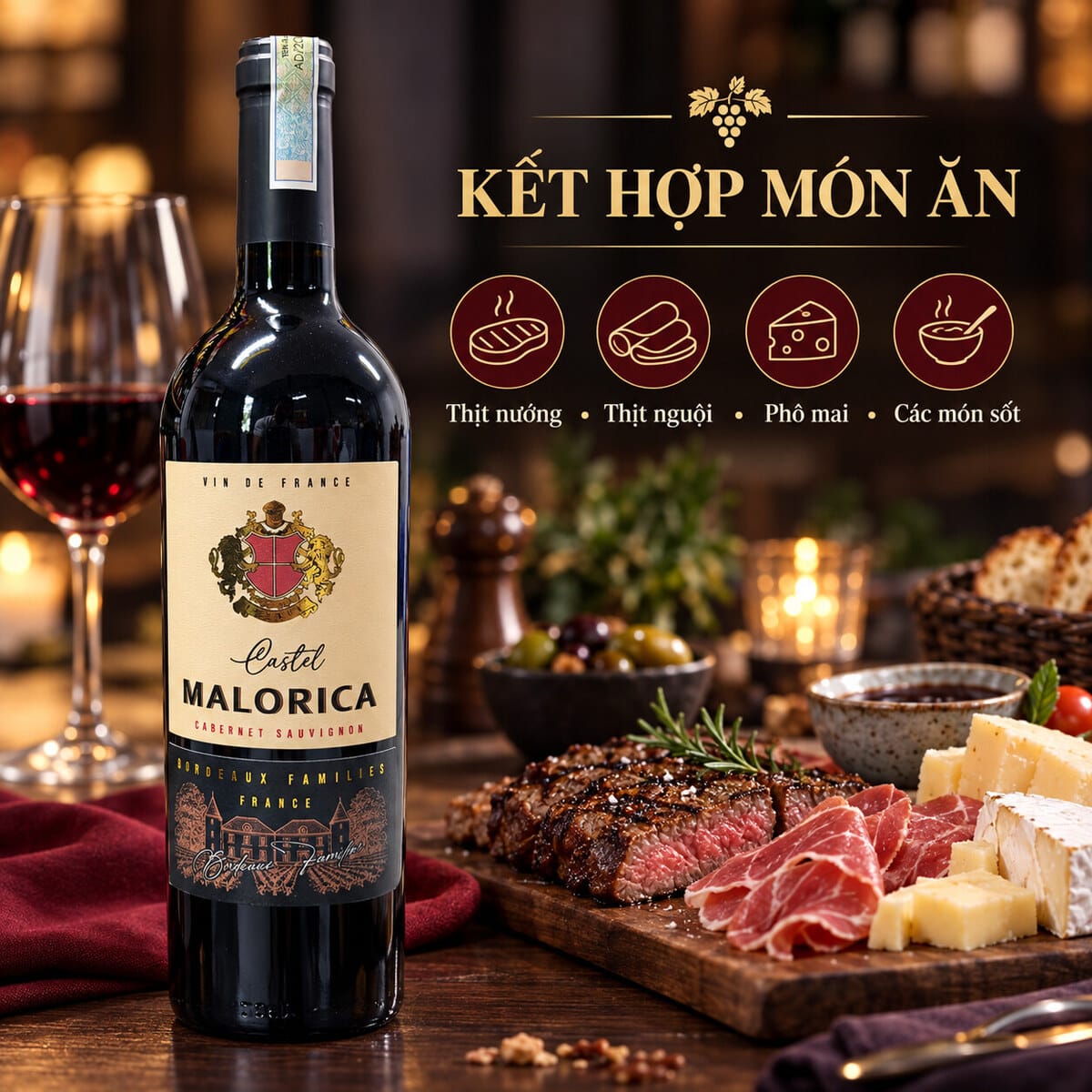 Rượu Vang Đỏ Pháp Castel Malorica Cabernet Sauvignon 750ml – 13,5% Vol - Ảnh 5