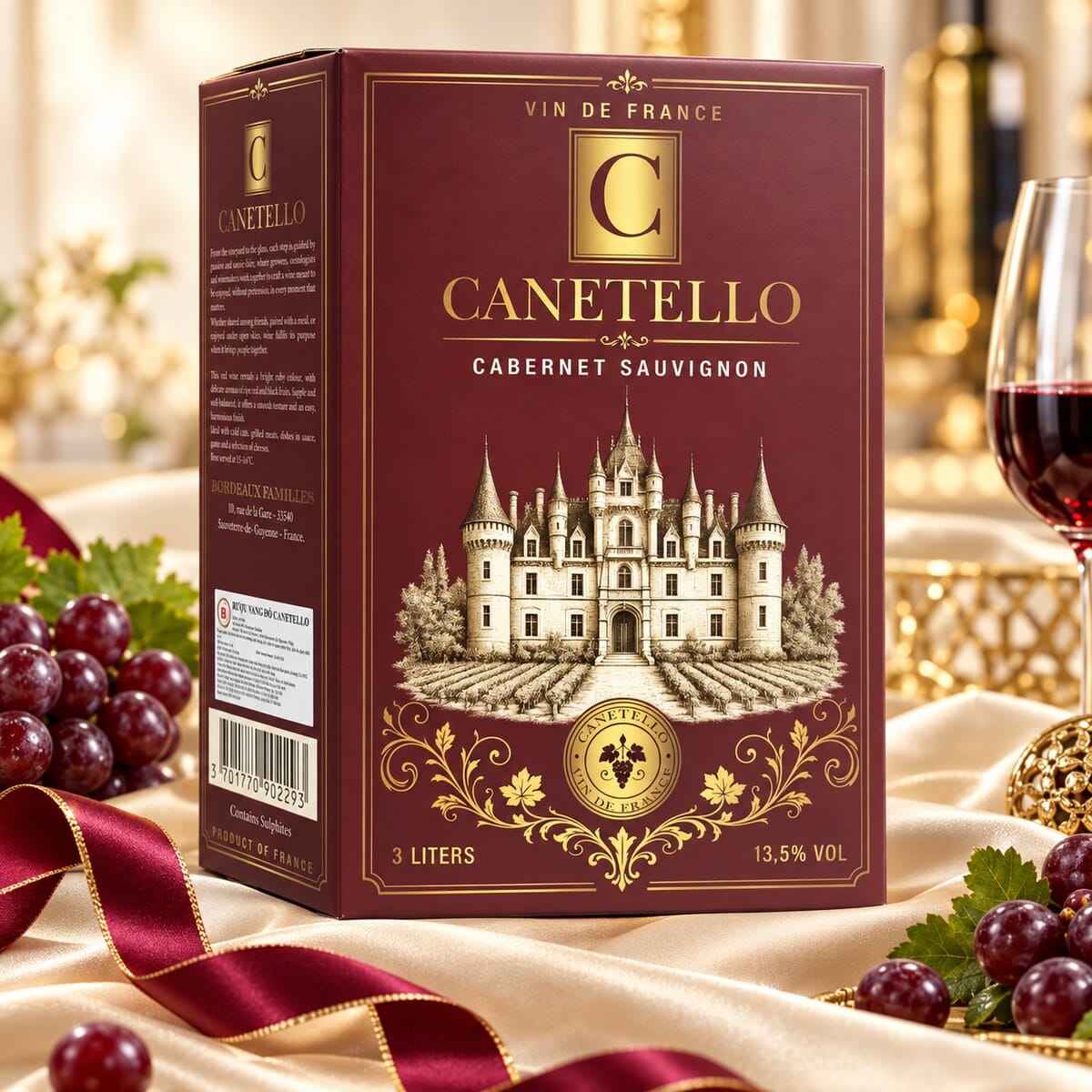 Rượu Vang Bịch Đỏ Pháp Canetello Cabernet Sauvignon 13,5% 3000ml - Ảnh 5