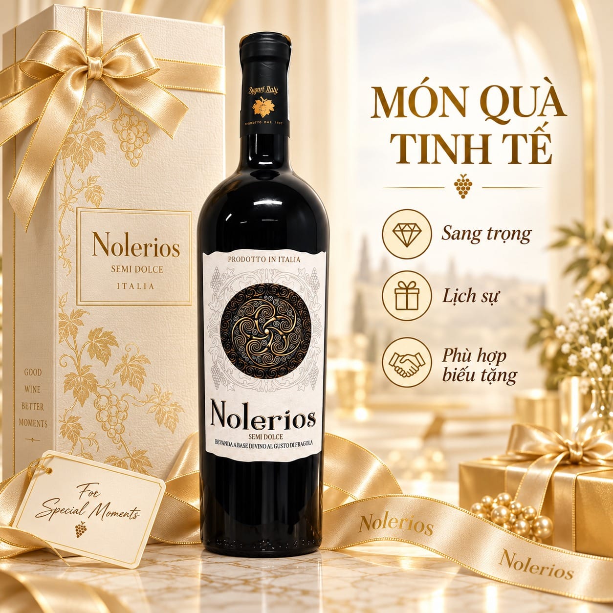 Rượu vang Ý Nolerios Semi Dolce hương dâu 10,5% 750ml - Ảnh 5