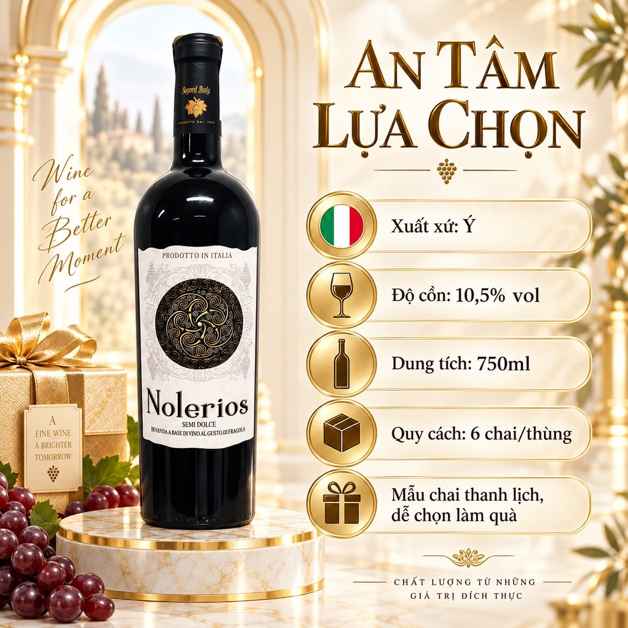 Rượu vang Ý Nolerios Semi Dolce hương dâu 10,5% 750ml - Ảnh 7