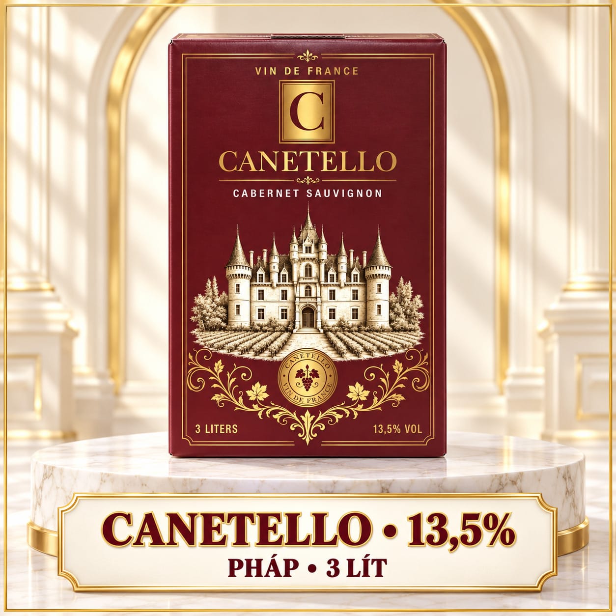 Rượu Vang Bịch Đỏ Pháp Canetello Cabernet Sauvignon 13,5% 3000ml