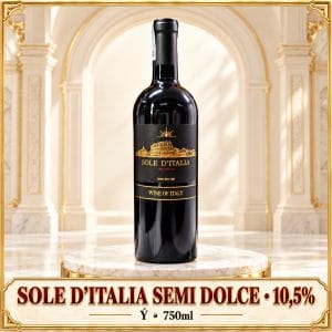 Rượu Vang Đỏ Bán Ngọt Ý Sole D’Italia Semi Dolce Hương Dâu Rừng 750ml – 10,5% Vol