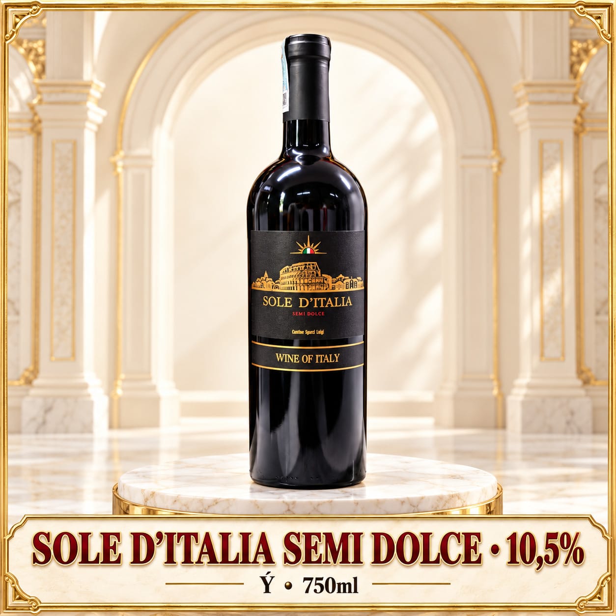 Rượu Vang Đỏ Bán Ngọt Ý Sole D’Italia Semi Dolce Hương Dâu Rừng 750ml – 10,5% Vol
