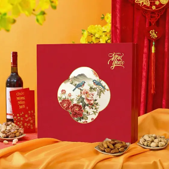 Hộp quà Tết 2026 HQ260574 – Rượu vang Sarian, Bánh Luckysun, Kẹo Mini Toffy - Ảnh 2