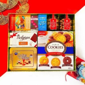 Hộp quà Tết 2026 HQ262355 – Viên uống bổ sung vitamin tổng hợp Fujina, Viên uống Elastin Plus & Nattokinas, Bánh Ito Original Assort
